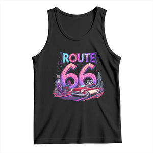 Route Highway 66 Americana Adventure Tank Top Cute Raccoon Driving Car TS12 Black Print Your Wear