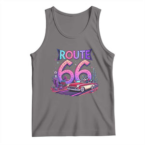 Route Highway 66 Americana Adventure Tank Top Cute Raccoon Driving Car TS12 Deep Heather Print Your Wear