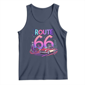 Route Highway 66 Americana Adventure Tank Top Cute Raccoon Driving Car TS12 Navy Print Your Wear