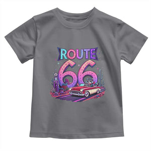 Route Highway 66 Americana Adventure Toddler T Shirt Cute Raccoon Driving Car TS12 Charcoal Print Your Wear