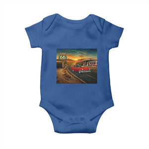 Route Highway 66 Raccoon Baby Onesie Americana Road Trip TS12 Royal Blue Print Your Wear