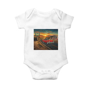 Route Highway 66 Raccoon Baby Onesie Americana Road Trip TS12 White Print Your Wear
