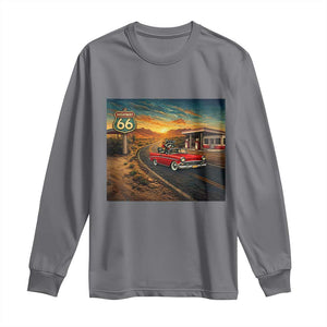 Route Highway 66 Raccoon Long Sleeve Shirt Americana Road Trip TS12 Charcoal Print Your Wear