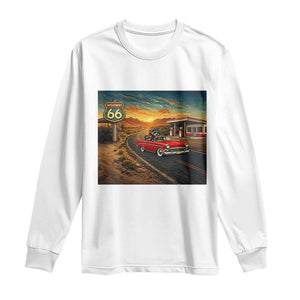 Route Highway 66 Raccoon Long Sleeve Shirt Americana Road Trip TS12 White Print Your Wear