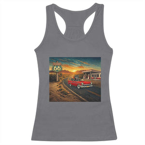 Route Highway 66 Raccoon Racerback Tank Top Americana Road Trip TS12 Charcoal Print Your Wear