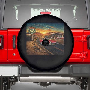 Route Highway 66 Raccoon Spare Tire Cover Americana Road Trip TS12 Black Print Your Wear