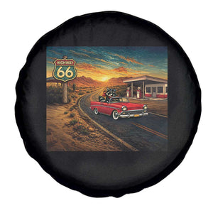 Route Highway 66 Raccoon Spare Tire Cover Americana Road Trip TS12 Print Your Wear