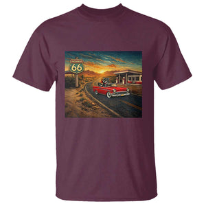 Route Highway 66 Raccoon T Shirt Americana Road Trip TS12 Maroon Print Your Wear