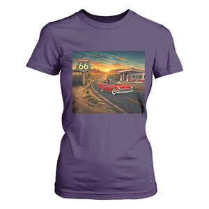 Route Highway 66 Raccoon T Shirt For Women Americana Road Trip TS12 Purple Print Your Wear