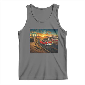 Route Highway 66 Raccoon Tank Top Americana Road Trip TS12 Black Heather Print Your Wear