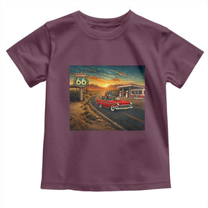 Route Highway 66 Raccoon Toddler T Shirt Americana Road Trip TS12 Maroon Print Your Wear