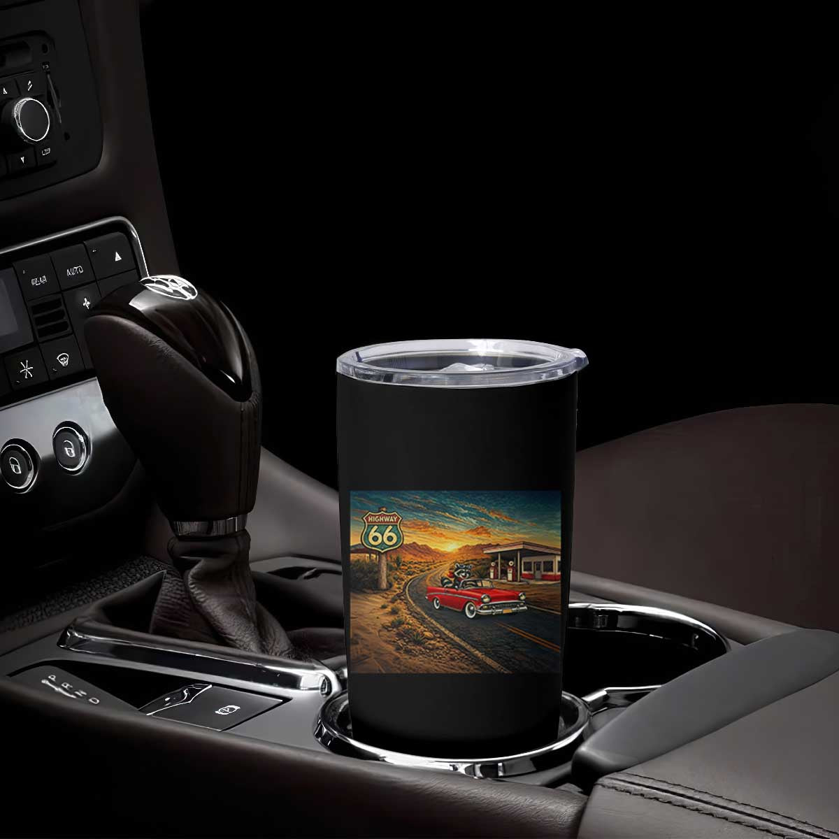 Route Highway 66 Raccoon Tumbler Cup Americana Road Trip TS12 Print Your Wear