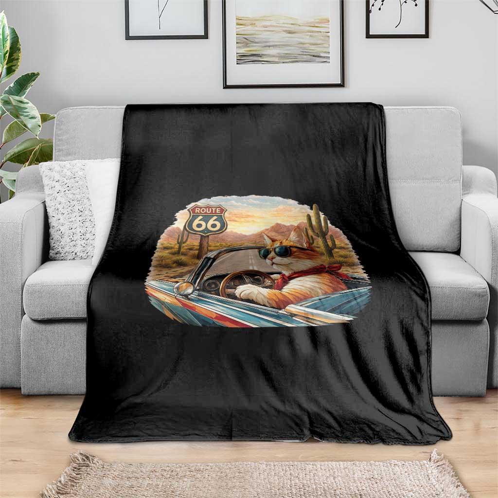 Route Highway 66 Cat Throw Blanket Americana Road Trip TS12 Print Your Wear