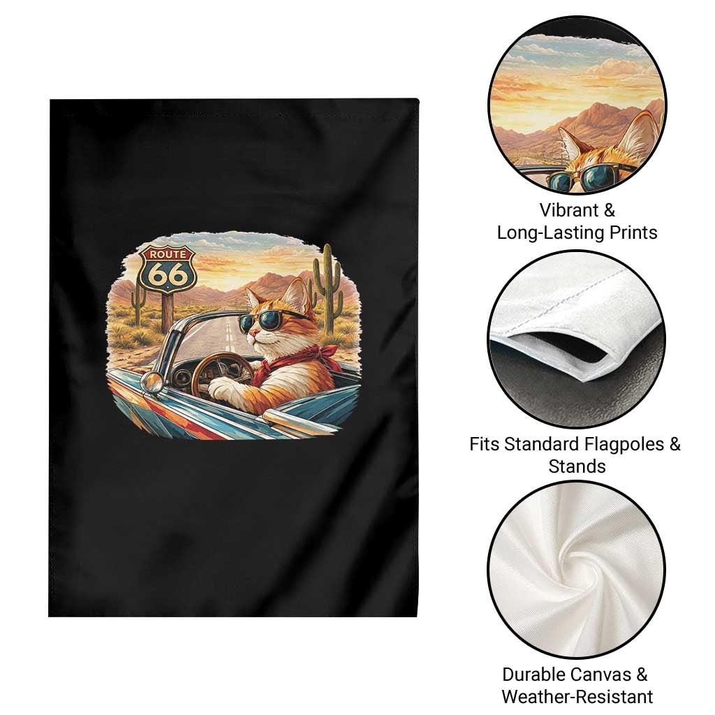 Route Highway 66 Cat Garden Flag Americana Road Trip TS12 Print Your Wear