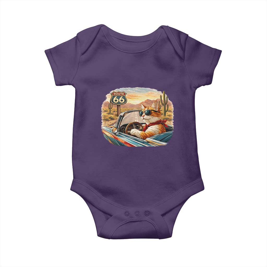 Route Highway 66 Cat Baby Onesie Americana Road Trip TS12 Purple Print Your Wear