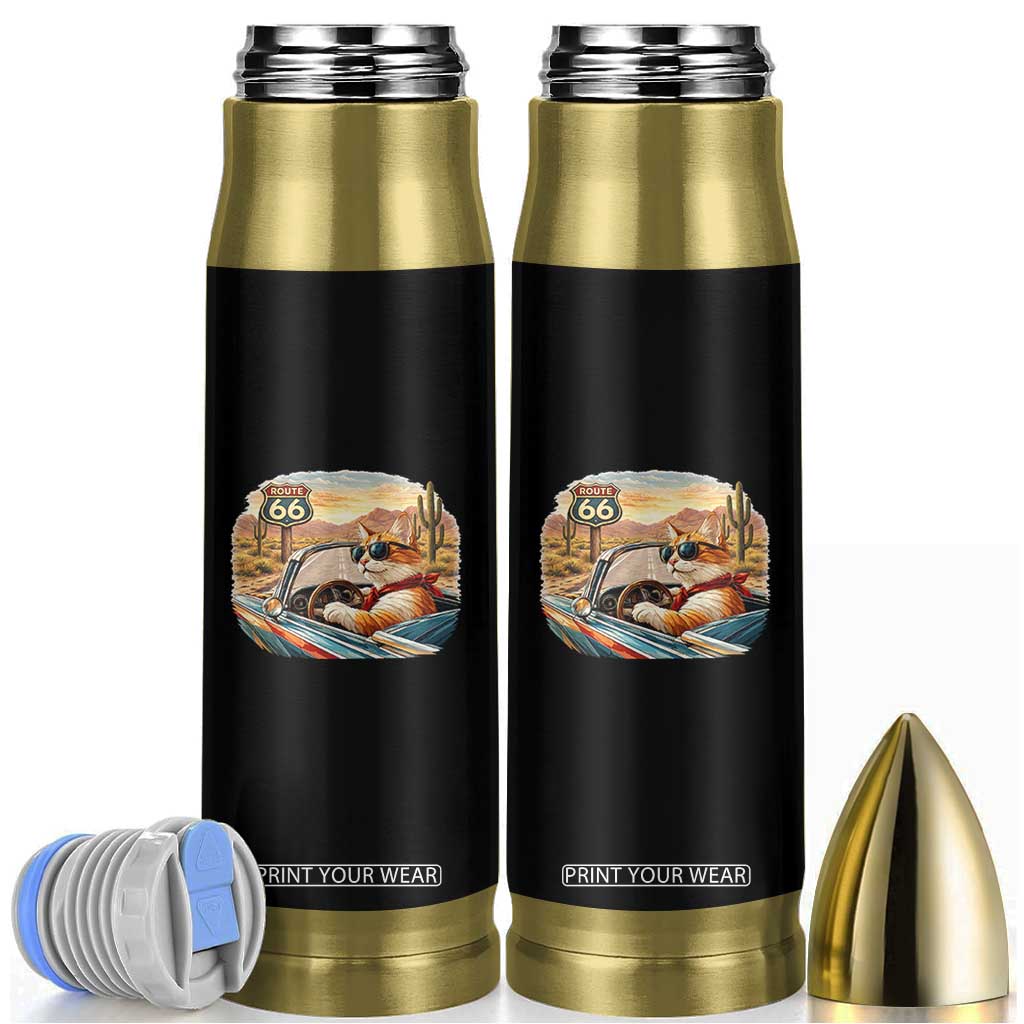 Route Highway 66 Cat Bullet Tumbler Americana Road Trip TS12 Black Print Your Wear