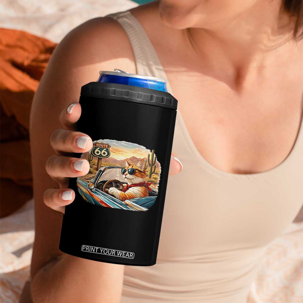 Route Highway 66 Cat 4 in 1 Can Cooler Tumbler Americana Road Trip TS12 Print Your Wear