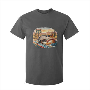 Route Highway 66 Cat T Shirt For Kid Americana Road Trip TS12 Dark Heather Print Your Wear