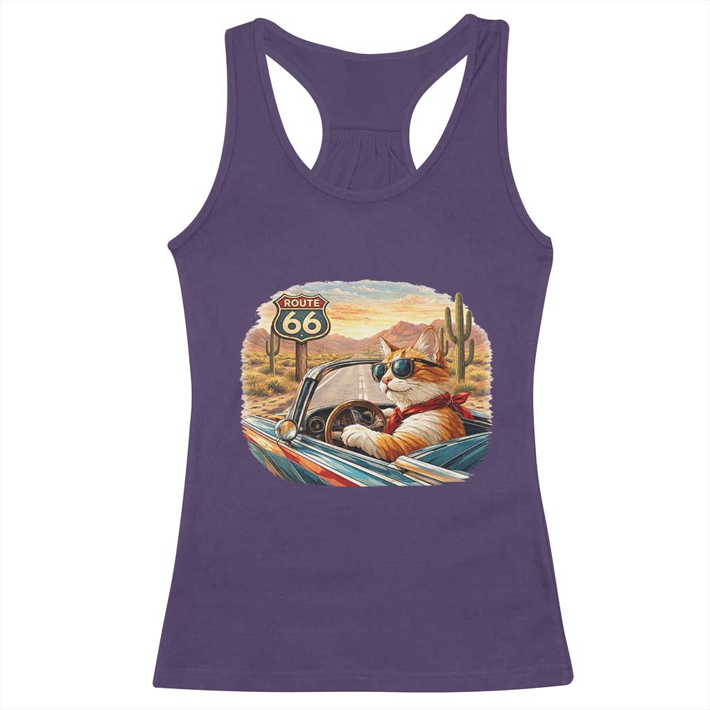 Route Highway 66 Cat Racerback Tank Top Americana Road Trip TS12 Purple Print Your Wear