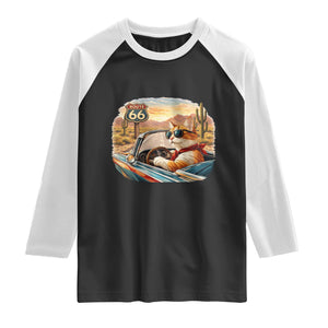 Route Highway 66 Cat Raglan Shirt Americana Road Trip TS12 Black White Print Your Wear