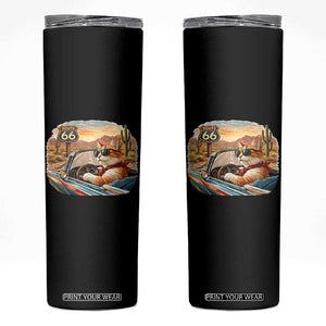 Route Highway 66 Cat Skinny Tumbler Americana Road Trip TS12 Black Print Your Wear