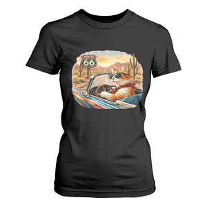 Route Highway 66 Cat T Shirt For Women Americana Road Trip TS12 Black Print Your Wear