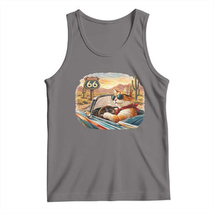 Route Highway 66 Cat Tank Top Americana Road Trip TS12 Deep Heather Print Your Wear