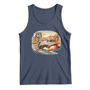 Route Highway 66 Cat Tank Top Americana Road Trip TS12 Navy Print Your Wear