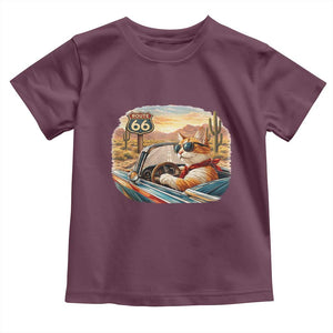 Route Highway 66 Cat Toddler T Shirt Americana Road Trip TS12 Maroon Print Your Wear