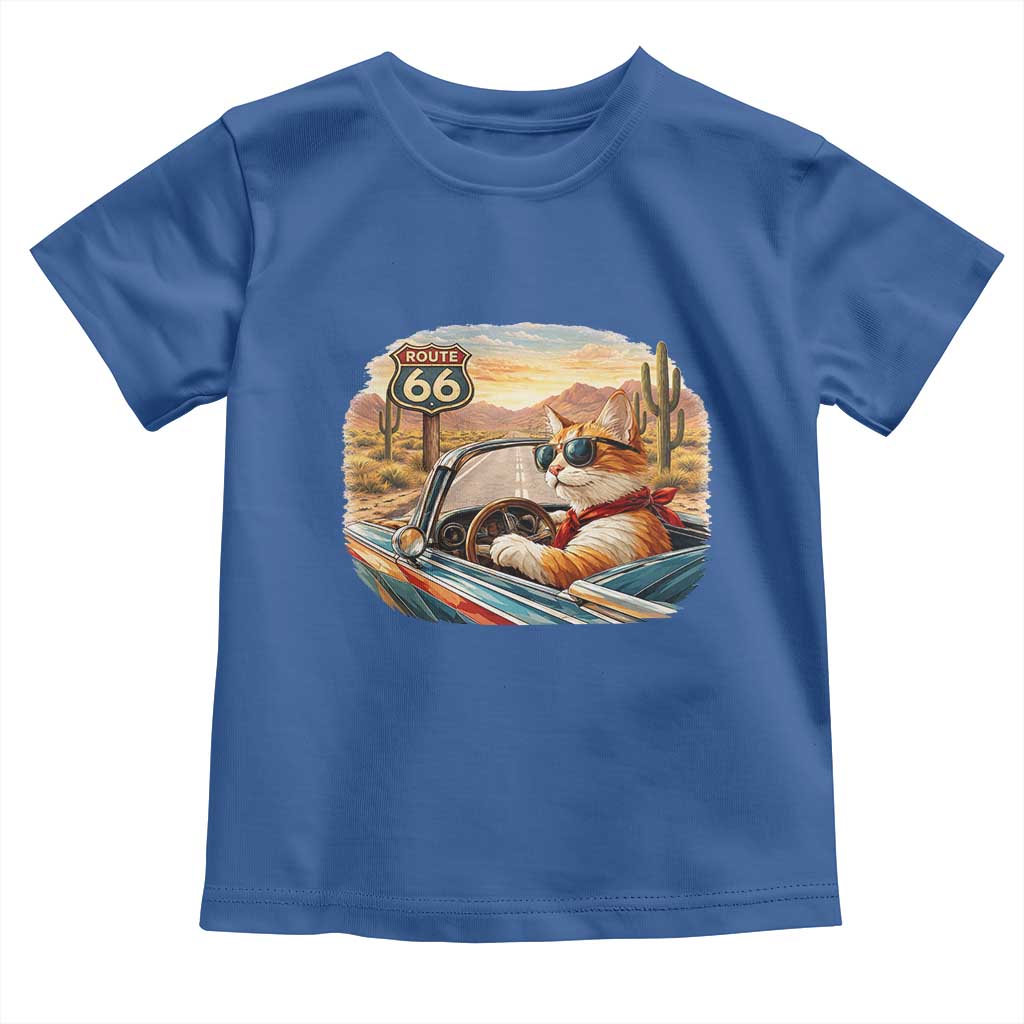 Route Highway 66 Cat Toddler T Shirt Americana Road Trip TS12 Royal Blue Print Your Wear