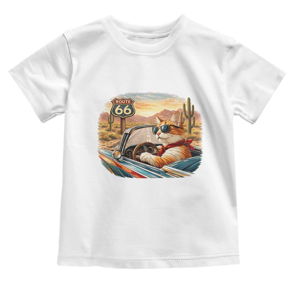 Route Highway 66 Cat Toddler T Shirt Americana Road Trip TS12 White Print Your Wear