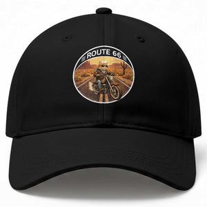 Route Highway 66 Motorcycle Cat Baseball Cap Road Trip Adventure TS12 Print Your Wear