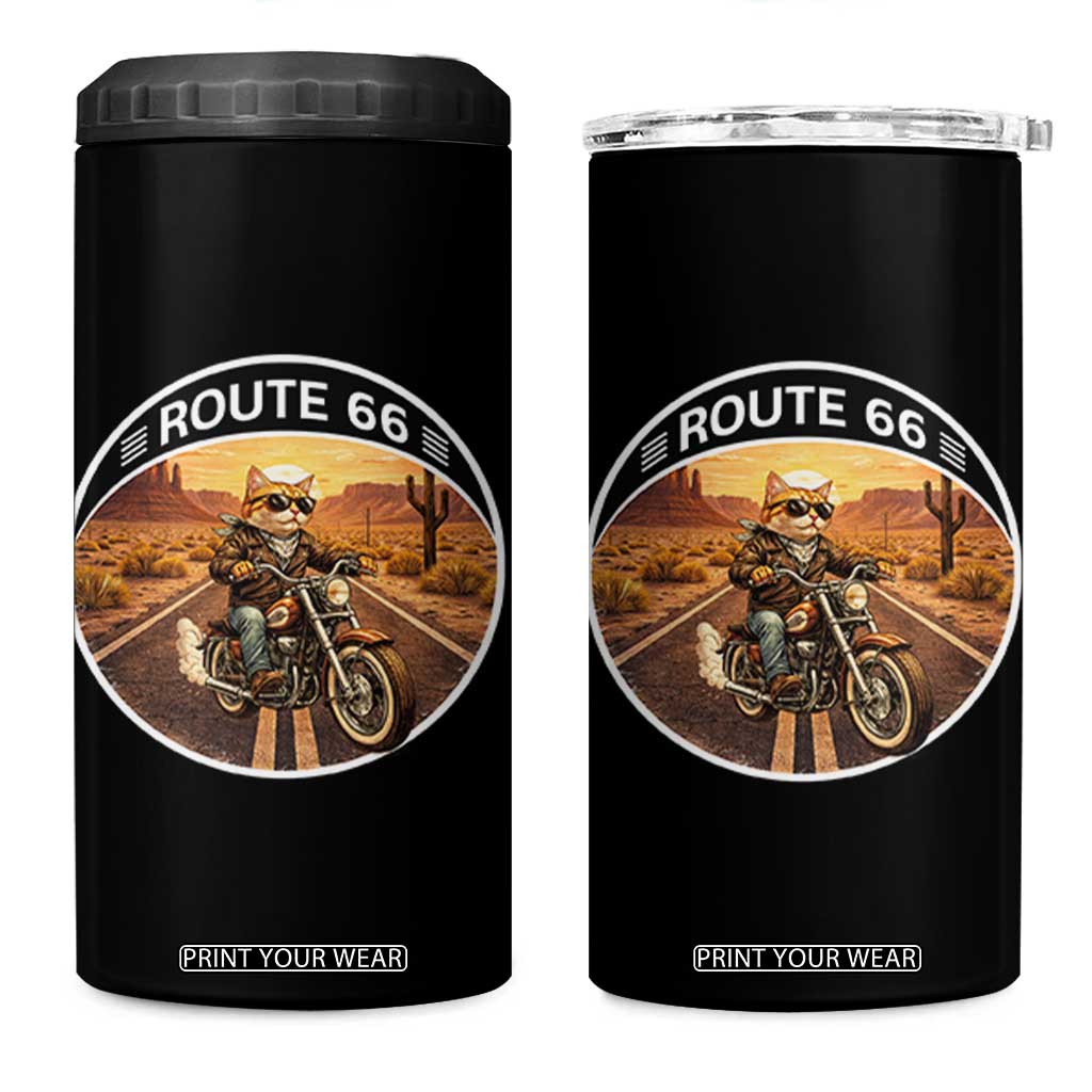 Route Highway 66 Motorcycle Cat 4 in 1 Can Cooler Tumbler Road Trip Adventure TS12 One Size: 16 oz Black Print Your Wear