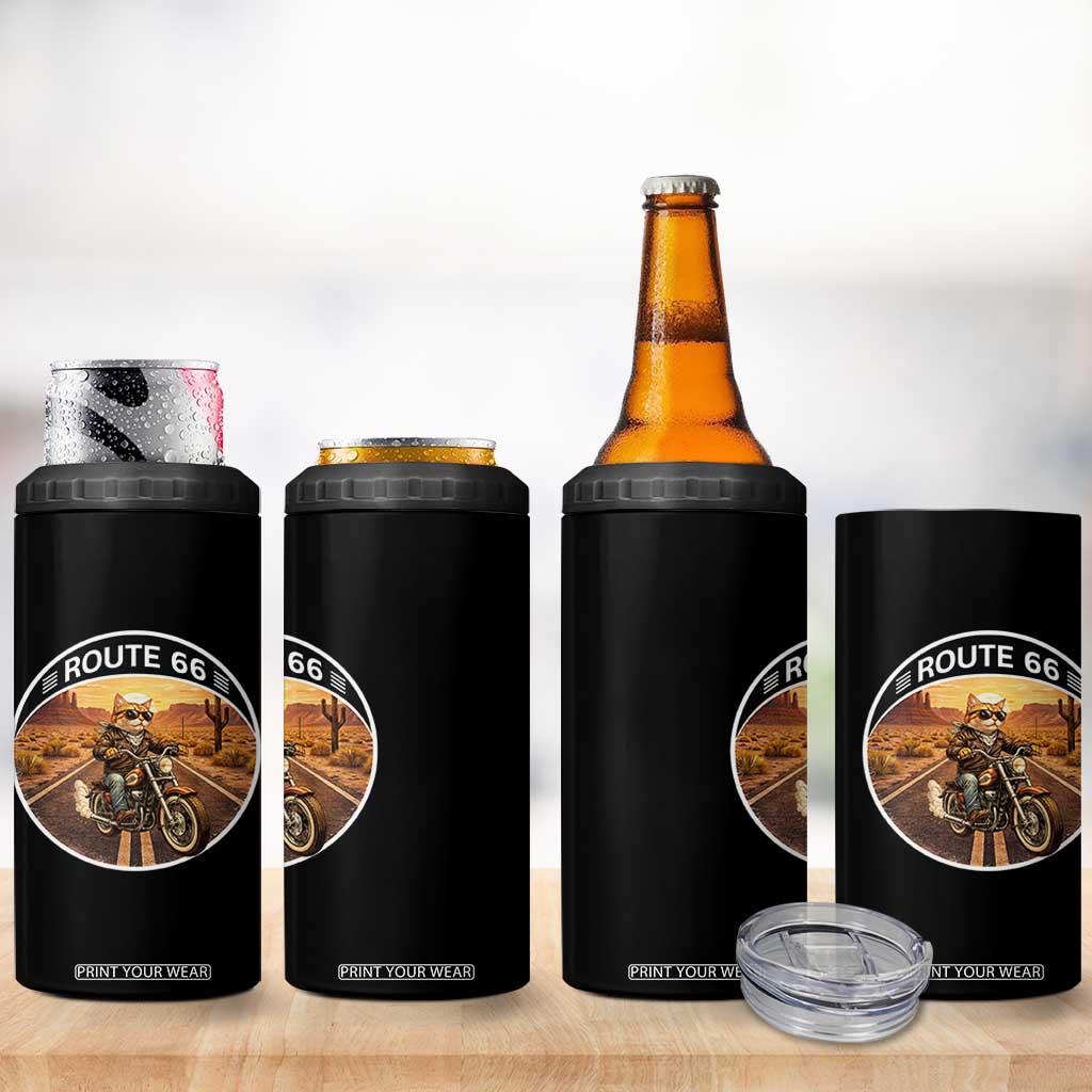 Route Highway 66 Motorcycle Cat 4 in 1 Can Cooler Tumbler Road Trip Adventure TS12 Print Your Wear