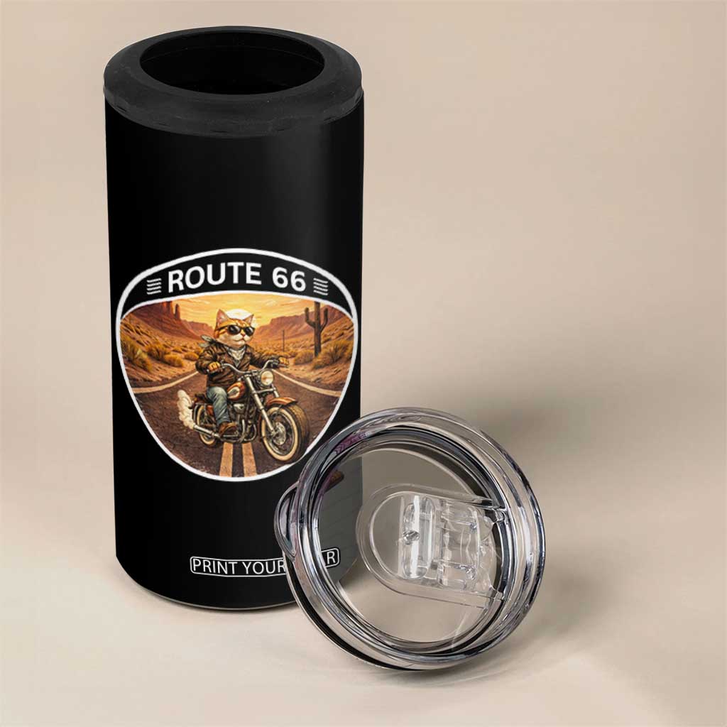 Route Highway 66 Motorcycle Cat 4 in 1 Can Cooler Tumbler Road Trip Adventure TS12 Print Your Wear