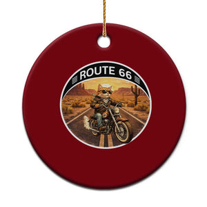 Route Highway 66 Motorcycle Cat Ceramic Ornament Road Trip Adventure TS12 1pc Red Print Your Wear