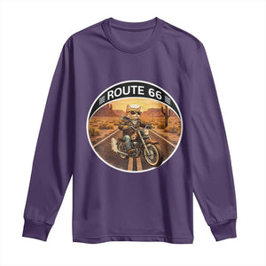 Route Highway 66 Motorcycle Cat Long Sleeve Shirt Road Trip Adventure TS12 Purple Print Your Wear