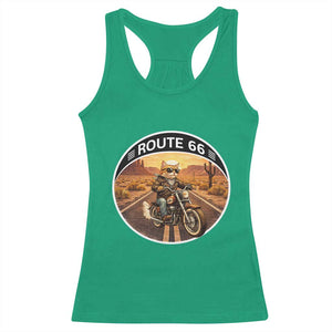 Route Highway 66 Motorcycle Cat Racerback Tank Top Road Trip Adventure TS12 Irish Green Print Your Wear