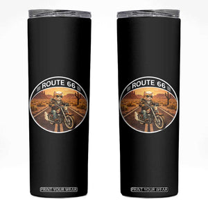 Route Highway 66 Motorcycle Cat Skinny Tumbler Road Trip Adventure TS12 Black Print Your Wear