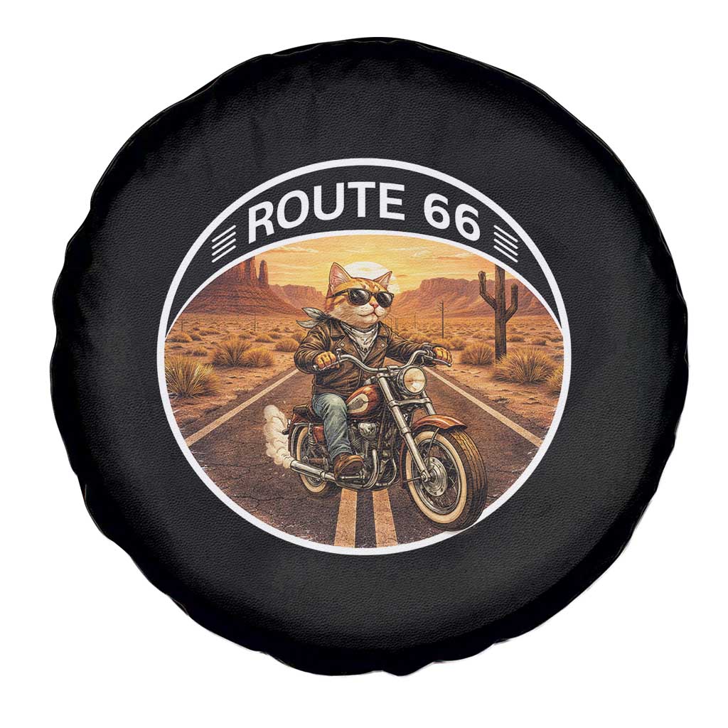 Route Highway 66 Motorcycle Cat Spare Tire Cover Road Trip Adventure TS12 Print Your Wear