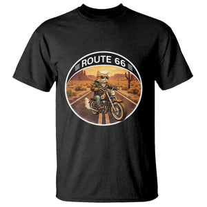 Route Highway 66 Motorcycle Cat T Shirt Road Trip Adventure TS12 Black Print Your Wear