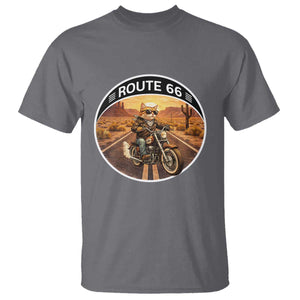 Route Highway 66 Motorcycle Cat T Shirt Road Trip Adventure TS12 Charcoal Print Your Wear