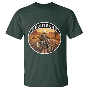 Route Highway 66 Motorcycle Cat T Shirt Road Trip Adventure TS12 Dark Forest Green Print Your Wear