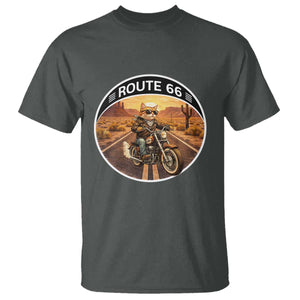 Route Highway 66 Motorcycle Cat T Shirt Road Trip Adventure TS12 Dark Heather Print Your Wear