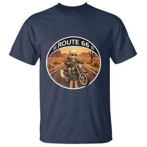 Route Highway 66 Motorcycle Cat T Shirt Road Trip Adventure TS12 Navy Print Your Wear