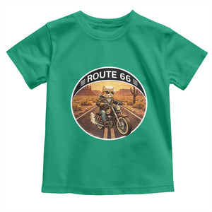 Route Highway 66 Motorcycle Cat Toddler T Shirt Road Trip Adventure TS12 Irish Green Print Your Wear