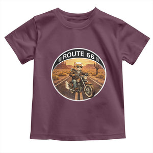 Route Highway 66 Motorcycle Cat Toddler T Shirt Road Trip Adventure TS12 Maroon Print Your Wear
