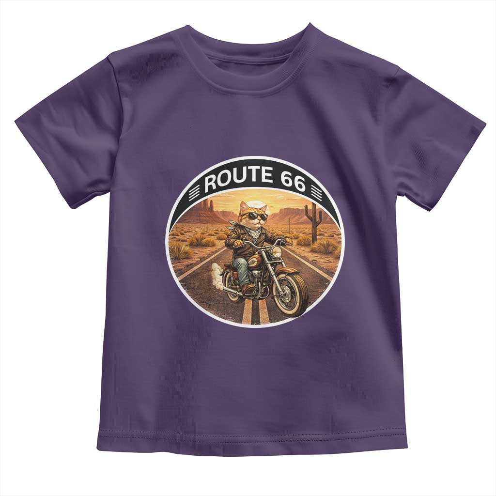 Route Highway 66 Motorcycle Cat Toddler T Shirt Road Trip Adventure TS12 Purple Print Your Wear