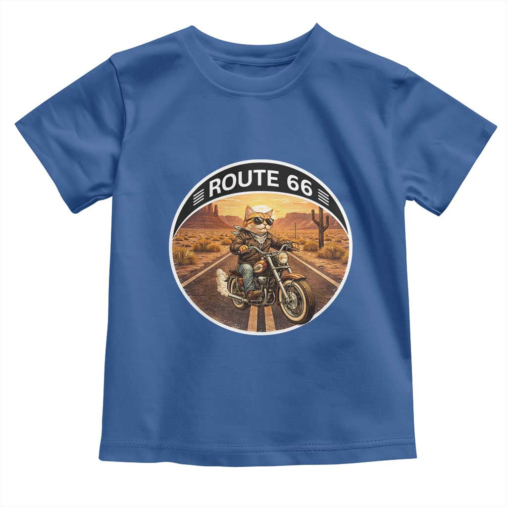 Route Highway 66 Motorcycle Cat Toddler T Shirt Road Trip Adventure TS12 Royal Blue Print Your Wear