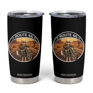 Route Highway 66 Motorcycle Cat Tumbler Cup Road Trip Adventure TS12 Black Print Your Wear